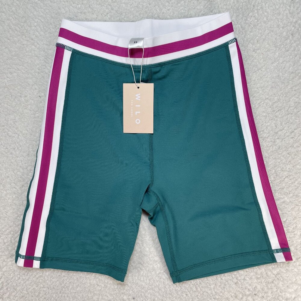 Wilo The Label Rib Green Pink 6.5” Bike Shorts Women’s XS NWT